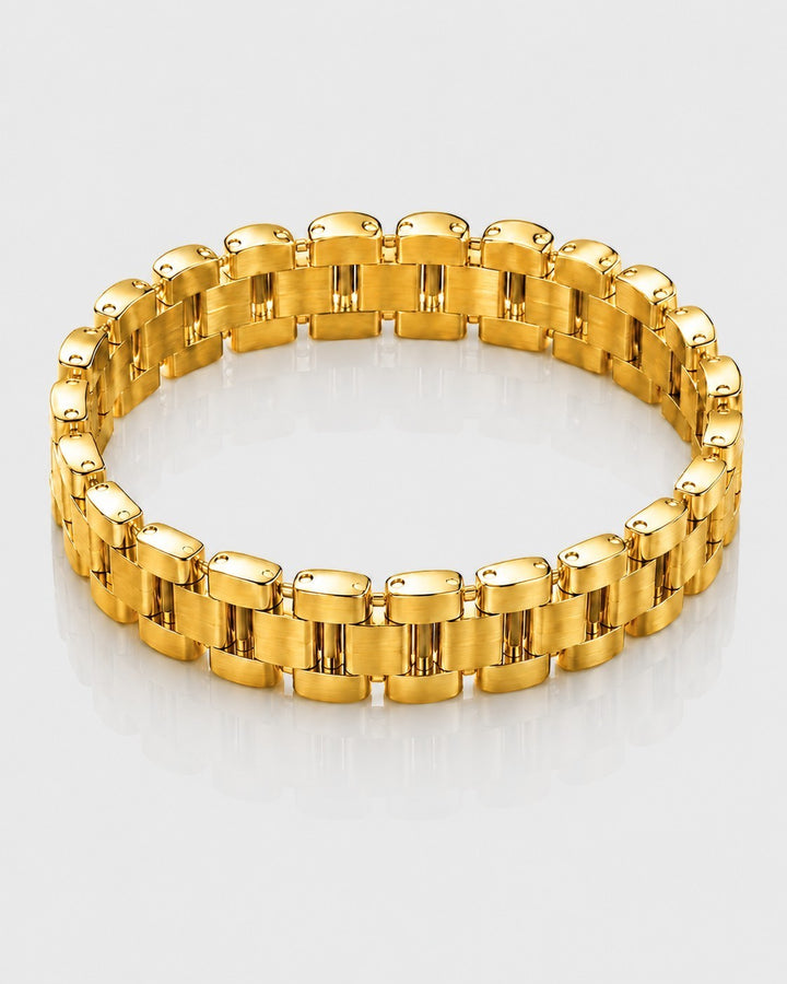 Gold Plated Waterproof Chunky Link Chain Adjustable Bracelet (11217)