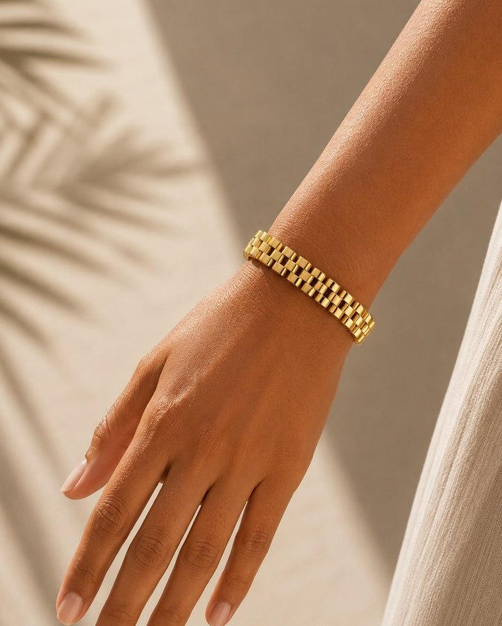 Gold Plated Waterproof Chunky Link Chain Adjustable Bracelet (11217)