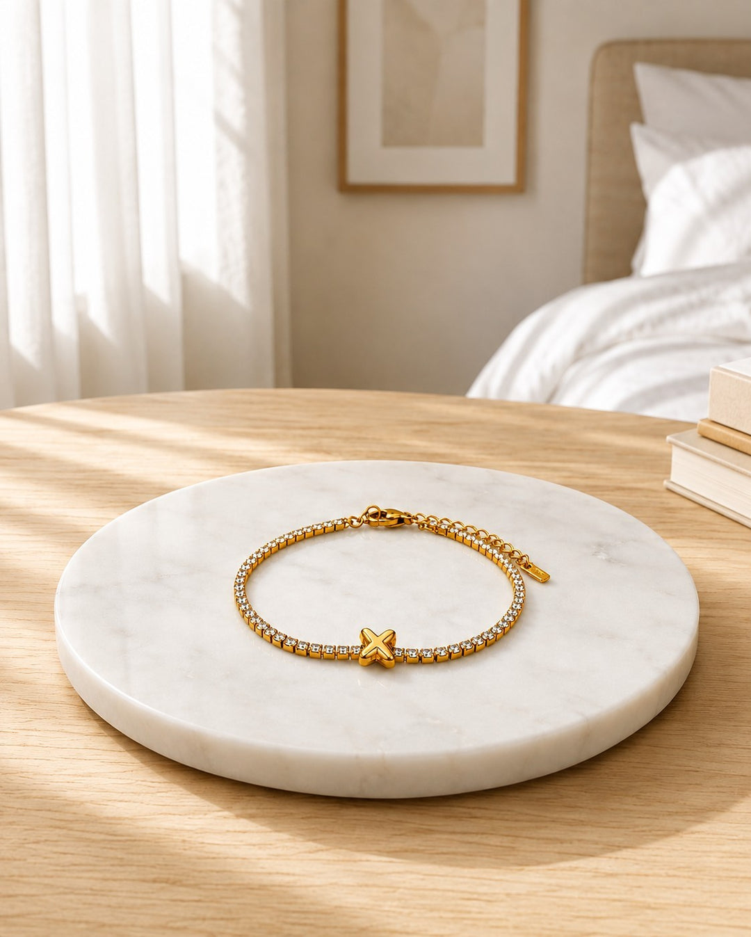 Gold Plated Initial 'X' Letter Charm Bracelet (11497)