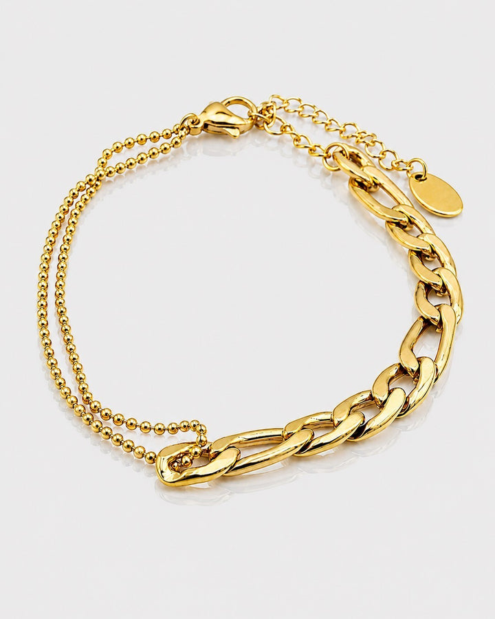 Gold Plated Semi-Figaro Chain Bracelet (10976)