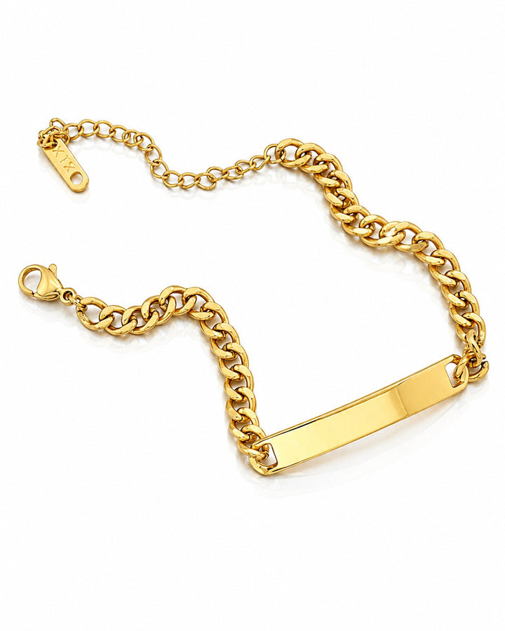 Gold Plated Waterproof Personalised ID Bracelet (200015)