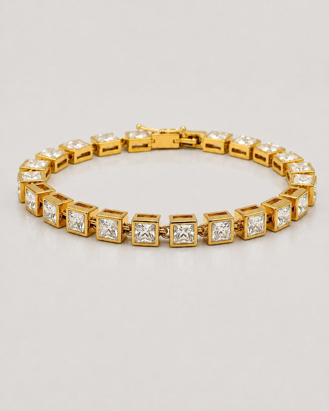 Gold Plated Waterproof Cubic Zirconia Tennis Bracelet (11443)