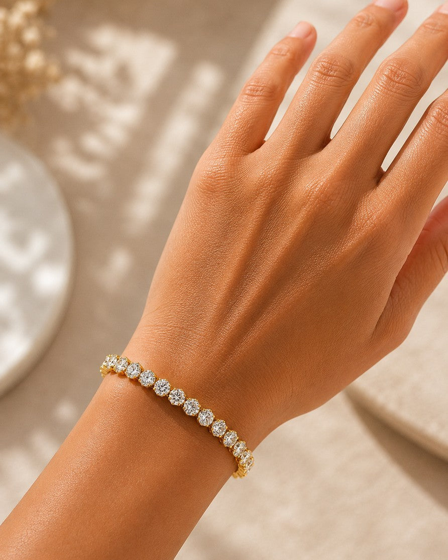 Gold Plated Cubic Zirconia Pavé Bangle Bracelet (11459)