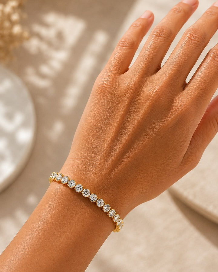 Gold Plated Cubic Zirconia Pavé Bangle Bracelet (11459)