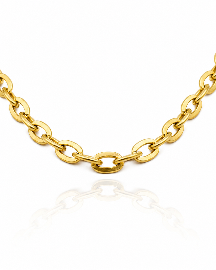 Gold Plated Waterproof Paperlink Chain Choker Necklace - 38.4 cm (11558)