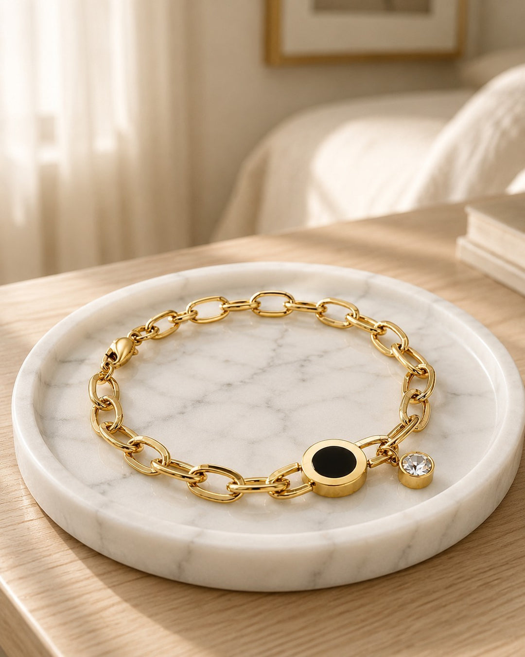 Gold Plated Waterproof Paper Link Chain Bracelet (10682)
