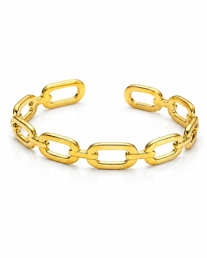 Gold Plated Waterproof Chunky Link Chain Cuff Bangle (10696)