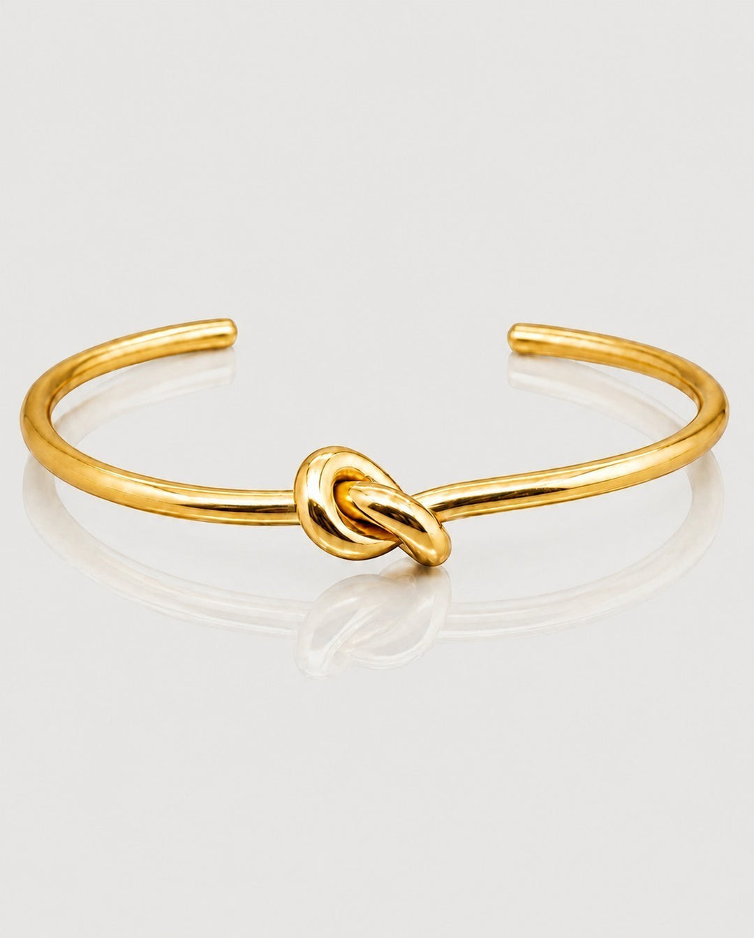 Gold Plated Waterproof Sculptural Knotted Cuff Bangle (200006)