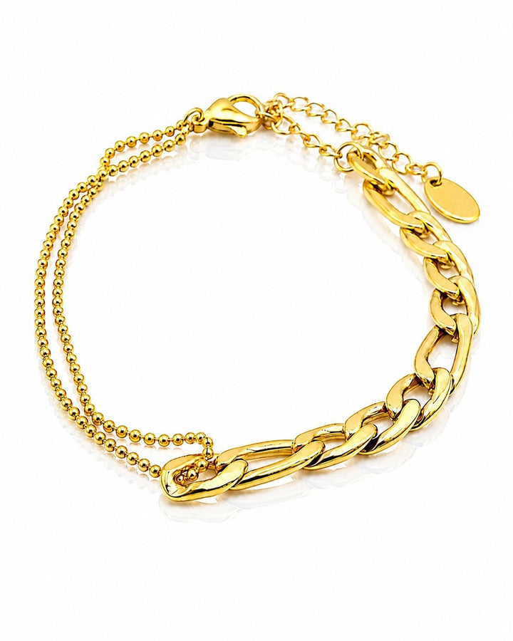 Gold Plated Semi-Figaro Chain Bracelet (10976)