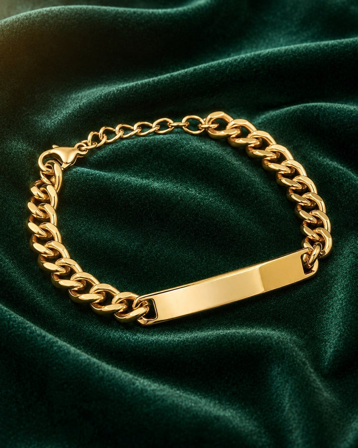 Gold Plated Waterproof Personalised ID Bracelet (200015)