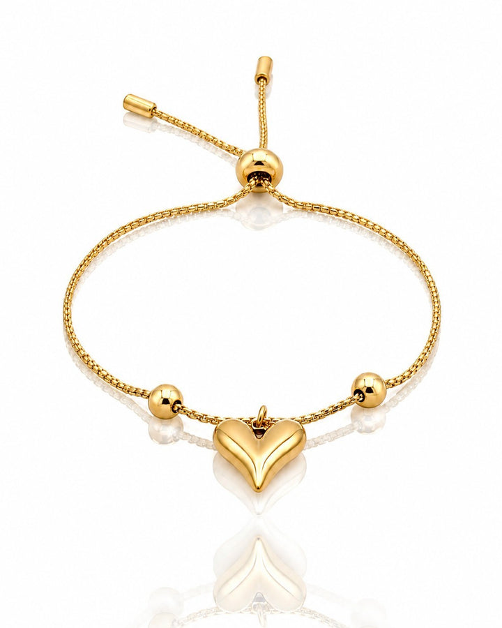 Gold Plated Adjustable Heart Chain Bracelet (11003)