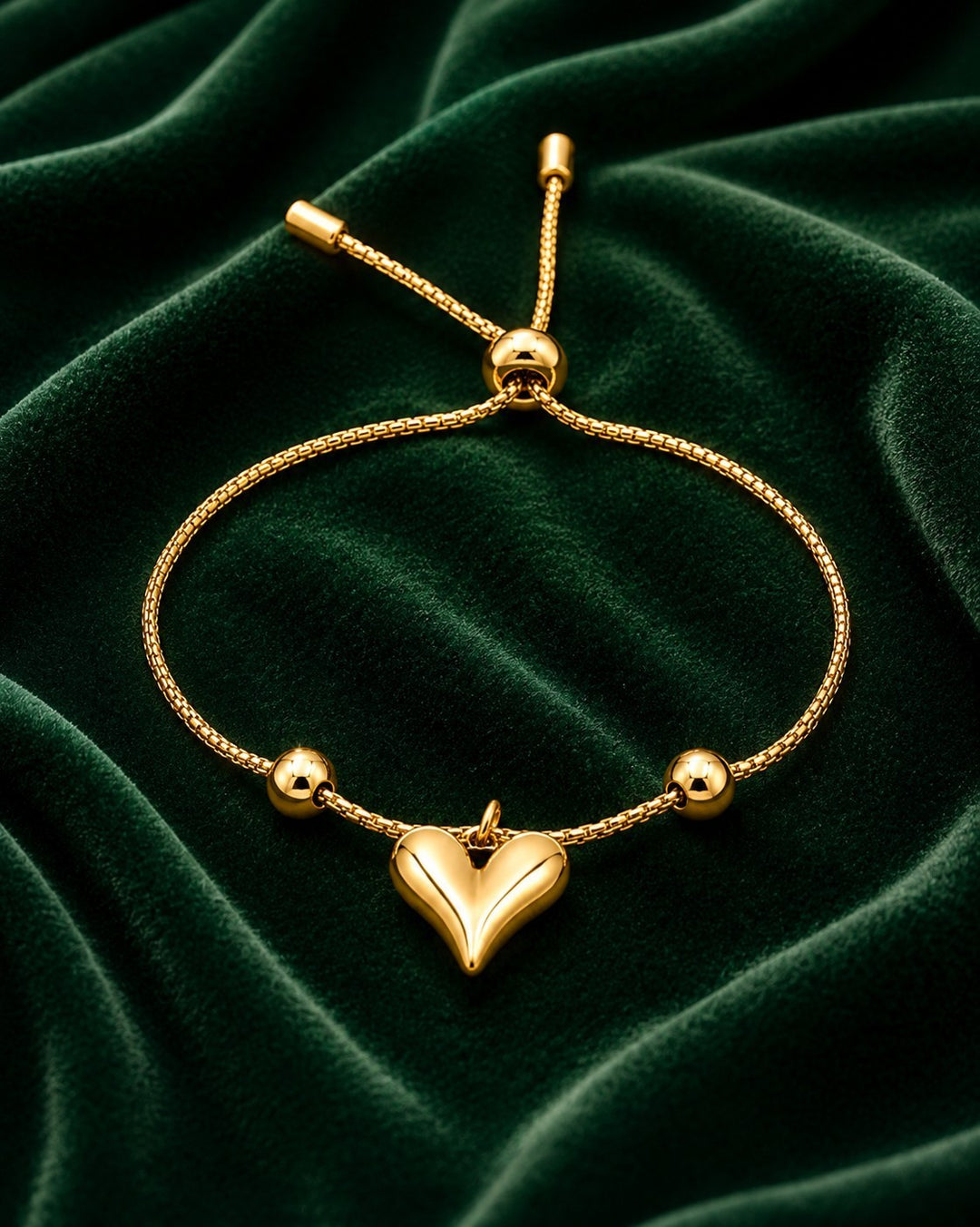 Gold Plated Adjustable Heart Chain Bracelet (11003)