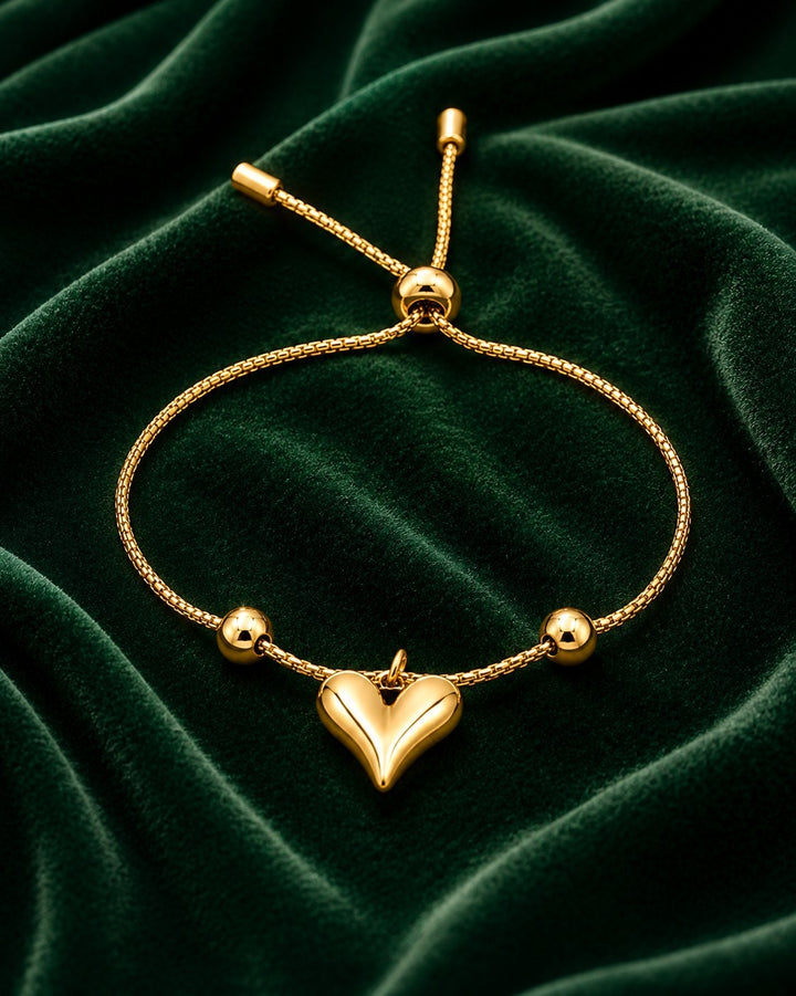 Gold Plated Adjustable Heart Chain Bracelet (11003)
