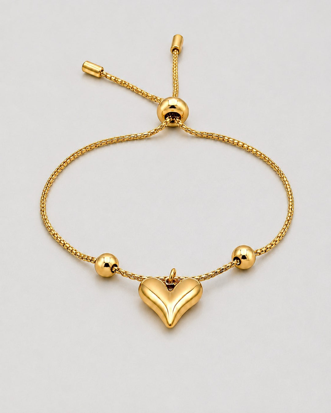 Gold Plated Adjustable Heart Chain Bracelet (11003)