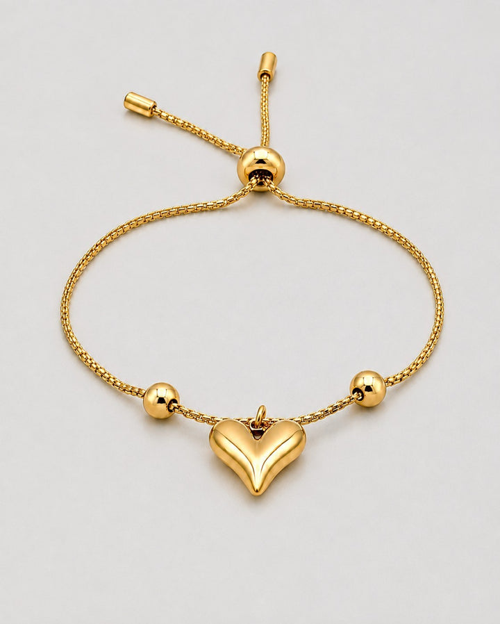 Gold Plated Adjustable Heart Chain Bracelet (11003)