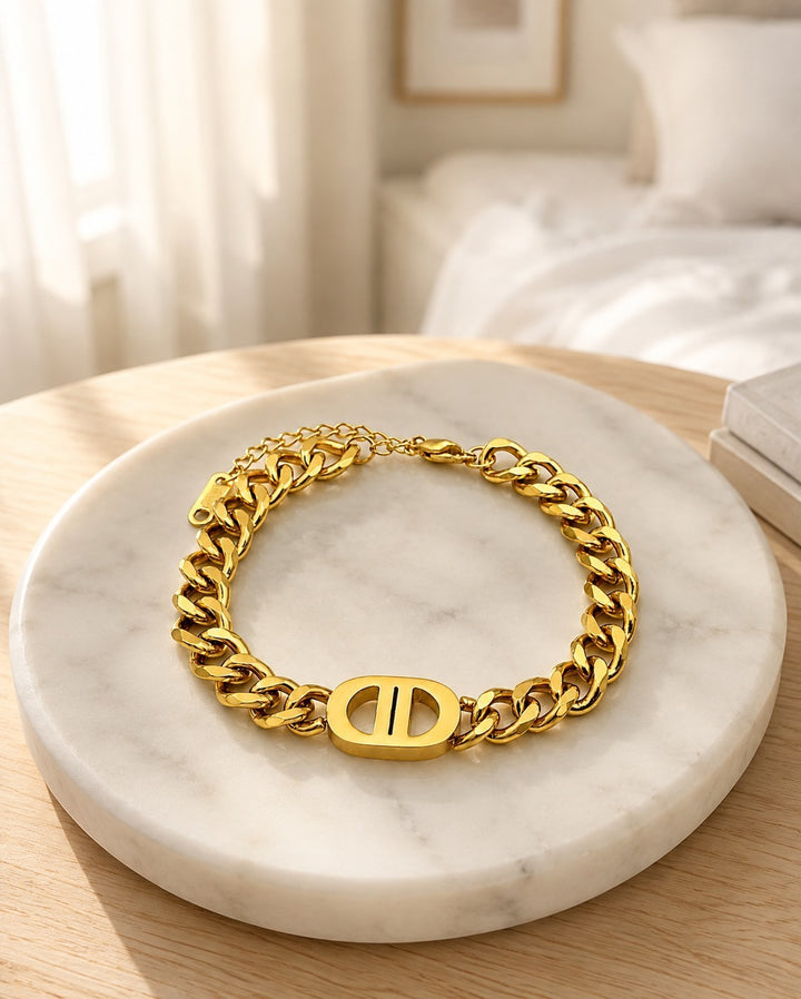 Gold Plated Waterproof Chunky Chain Link Bracelet (10816)