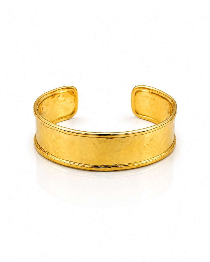 Gold Toned Hammered Textured Brushed Bangle Bracelet (11451)