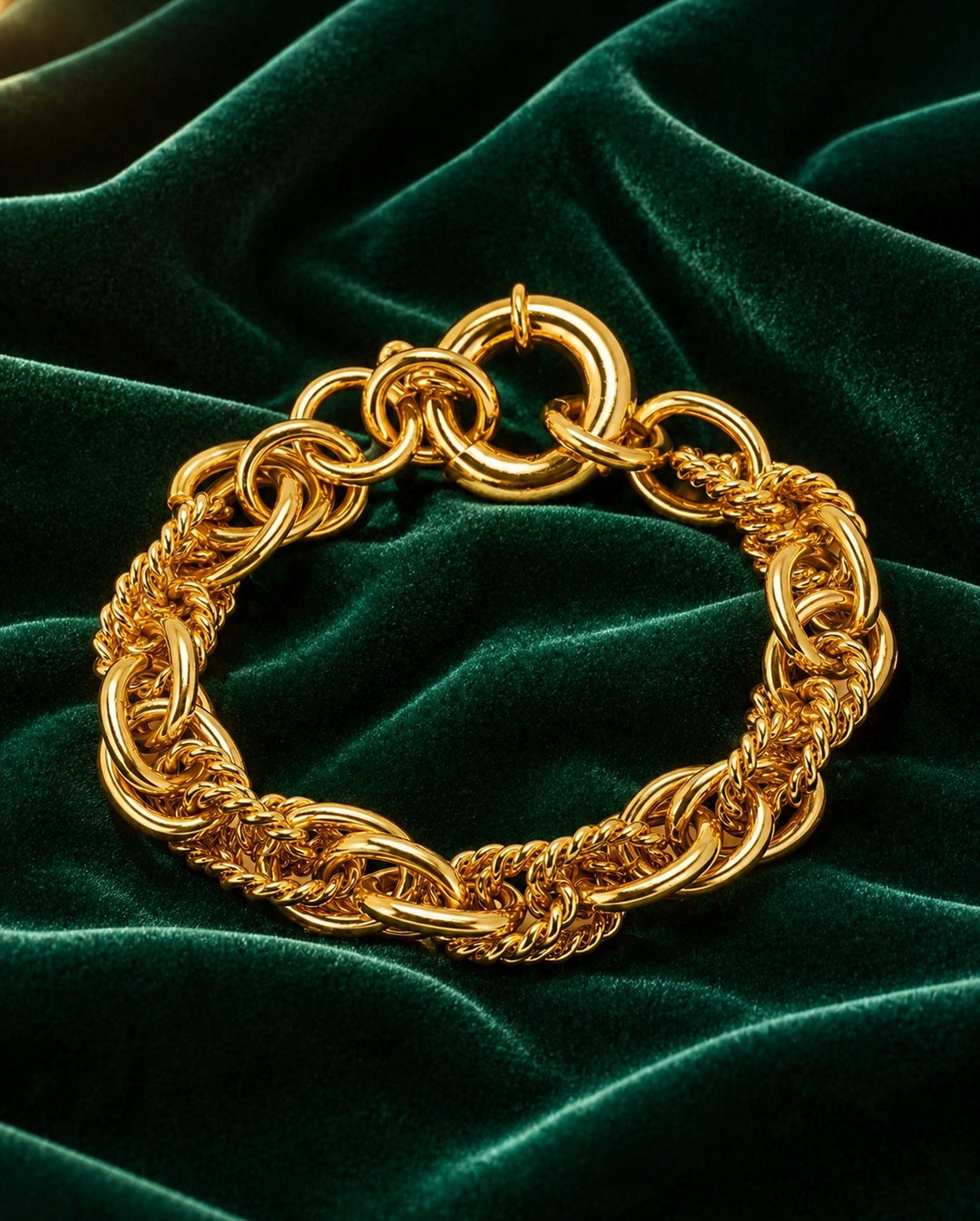 Gold Plated Waterproof Rope Chain Buckle Clasp Bracelet (200003)