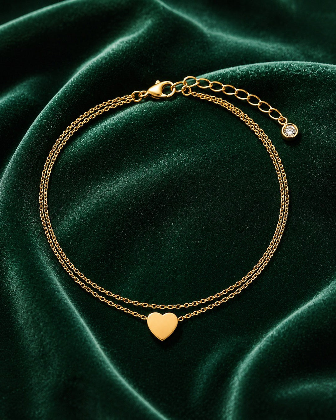 Gold Toned Solid Heart Anklet(11993)
