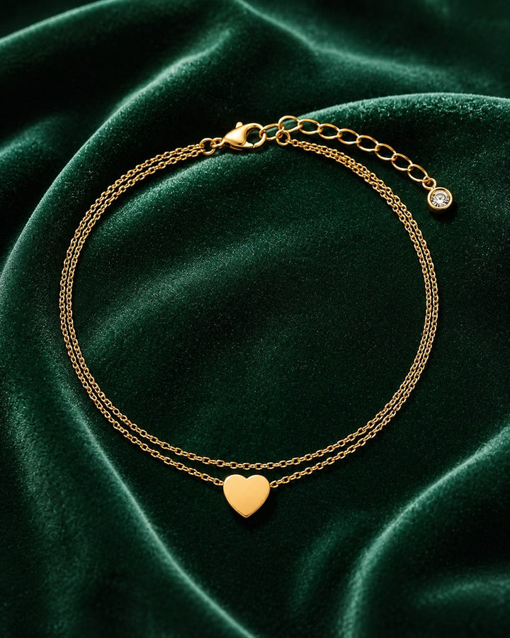 Gold Toned Solid Heart Anklet(11993)