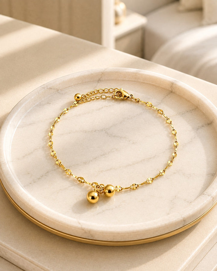 Gold Plated Waterproof Dainty Link Chain Bracelet (10830)