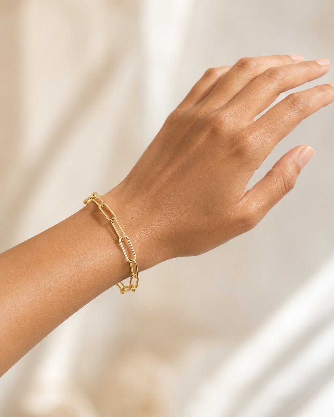 Gold Plated Waterproof Minimalist Paper Clip Chain Link Bracelet (11210)