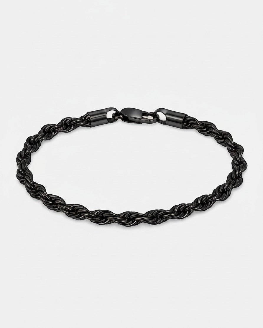 Elli Jewellery black rope chain bracelet with a sleek, waterproof, and tarnish-free design for everyday wear.