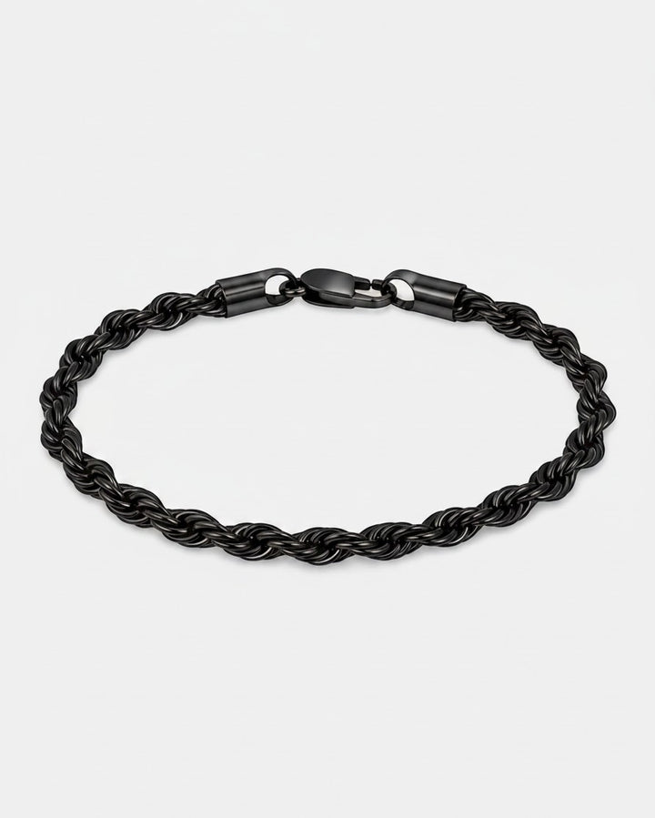 Elli Jewellery black rope chain bracelet with a sleek, waterproof, and tarnish-free design for everyday wear.