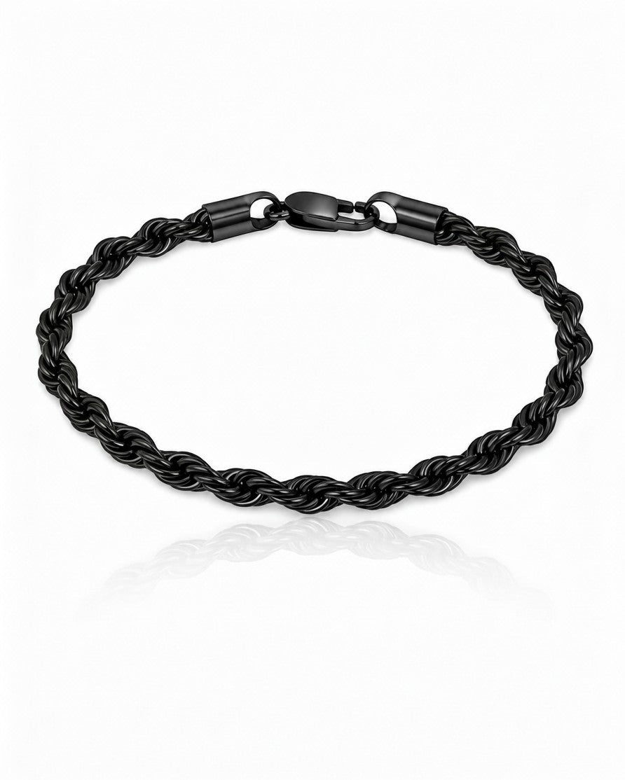 Elli Jewellery black rope chain bracelet with a sleek, waterproof, and tarnish-free design for everyday wear.
