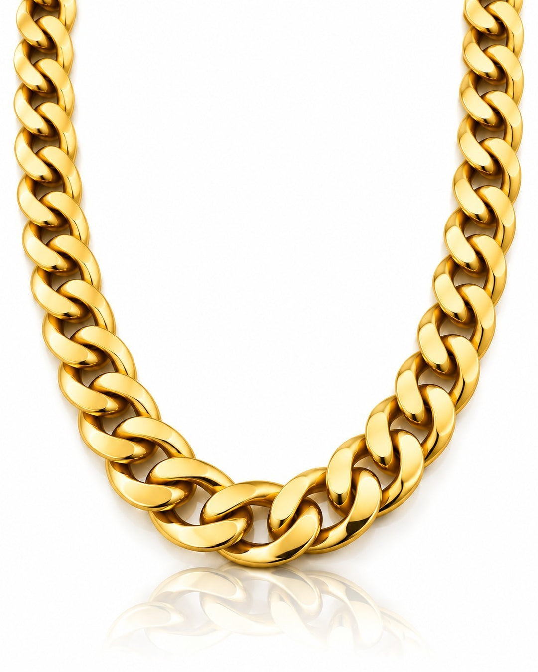 Elli Jewellery bold chunky gold plated Cuban link chain necklace with a polished finish