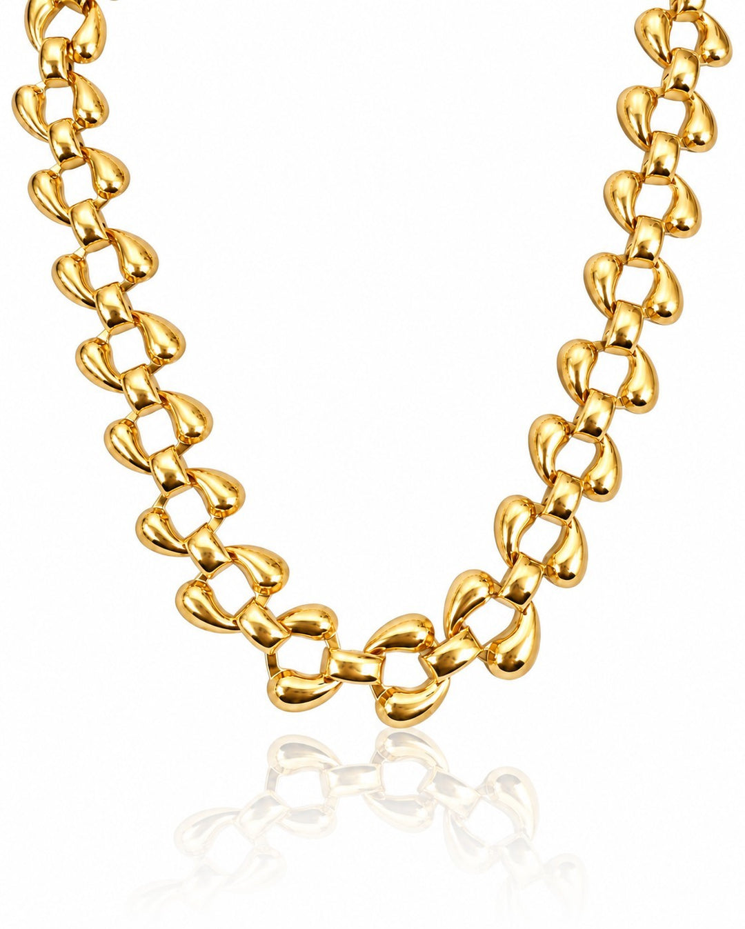 Elli Jewellery chunky curb chain necklace in polished 18ct gold plated metal with bold rounded links
