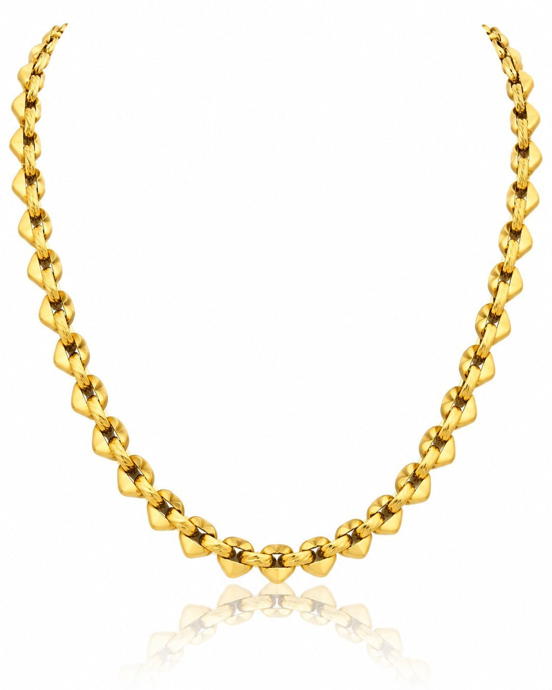 Elli Jewellery 18ct gold plated brass beaded chain necklace with spherical links for a textured, polished look.