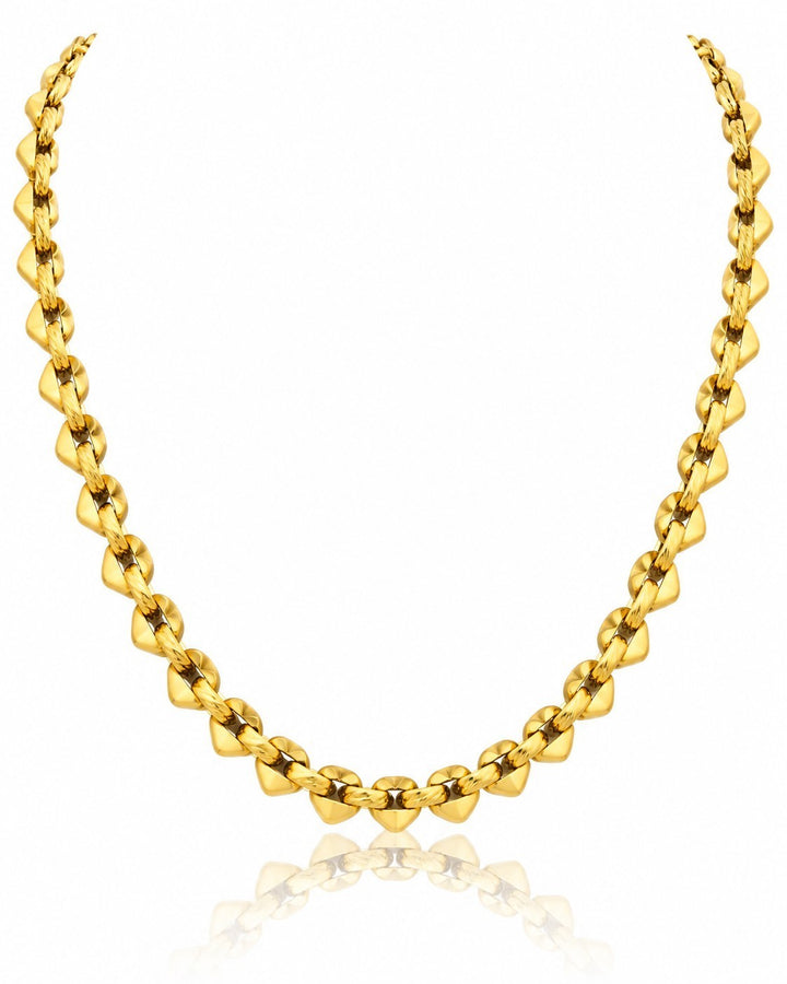 Elli Jewellery 18ct gold plated brass beaded chain necklace with spherical links for a textured, polished look.