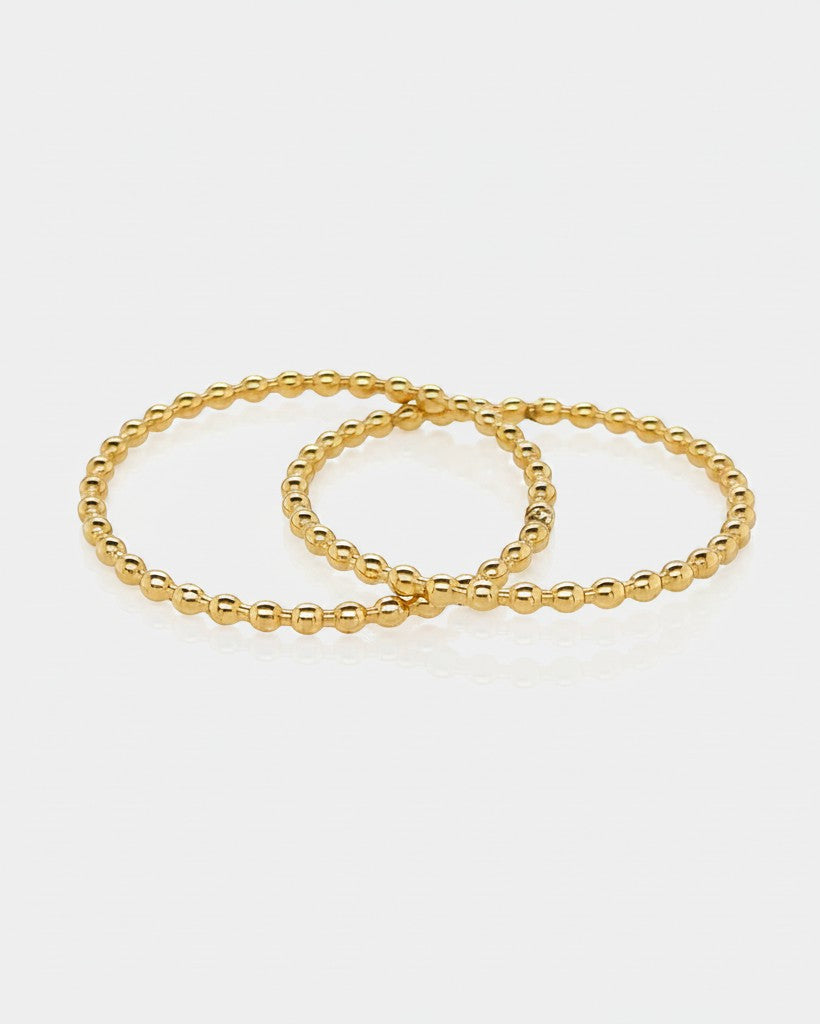 Elli Jewellery gold plated double stack ring with a delicate beaded texture on a clean white background.
