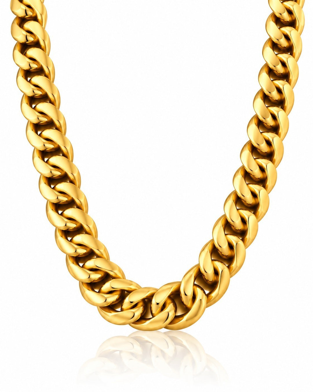 Elli Jewellery gold-plated chunky Cuban link statement necklace with a polished waterproof finish