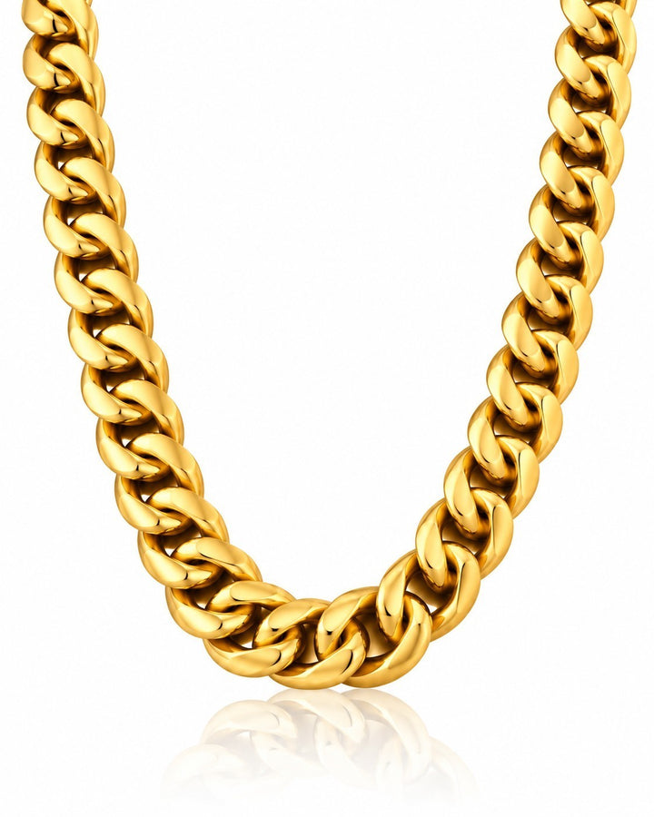 Elli Jewellery gold-plated chunky Cuban link statement necklace with a polished waterproof finish