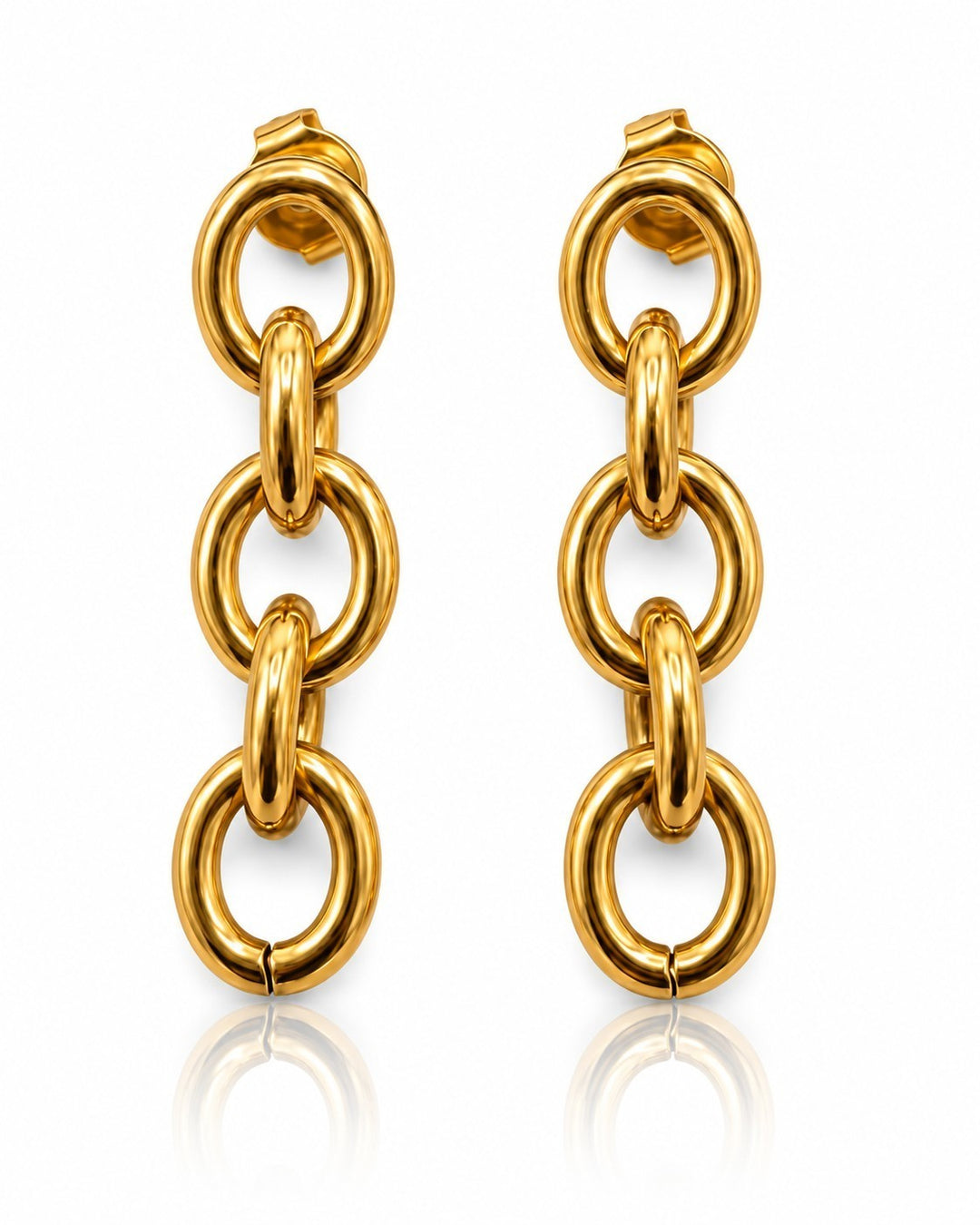 Elli Jewellery gold plated chunky link chain drop earrings with a polished finish and hypoallergenic design.