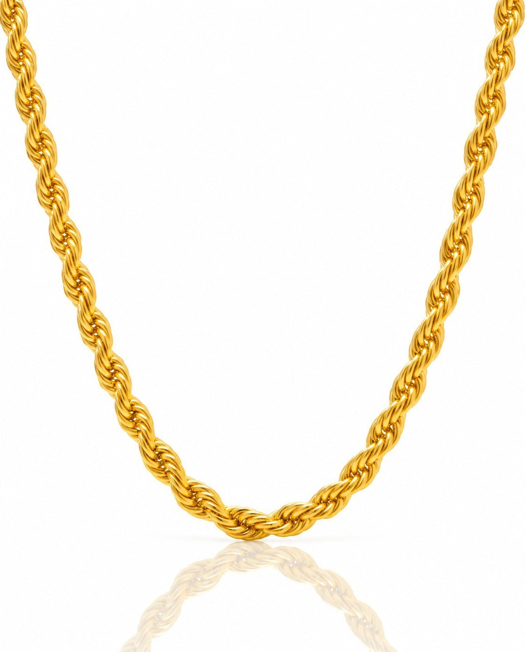 Elli Jewellery gold plated chunky rope chain necklace with a textured, waterproof, and tarnish-free design.