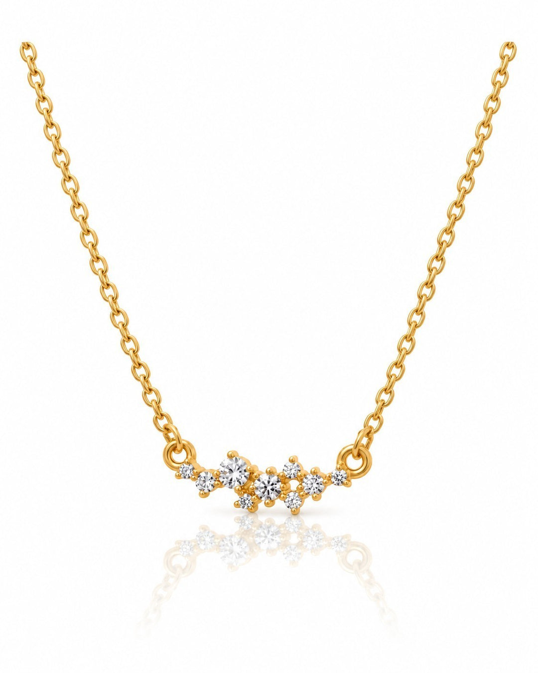 Elli Jewellery gold plated necklace with a delicate cubic zirconia flower pendant on a fine chain