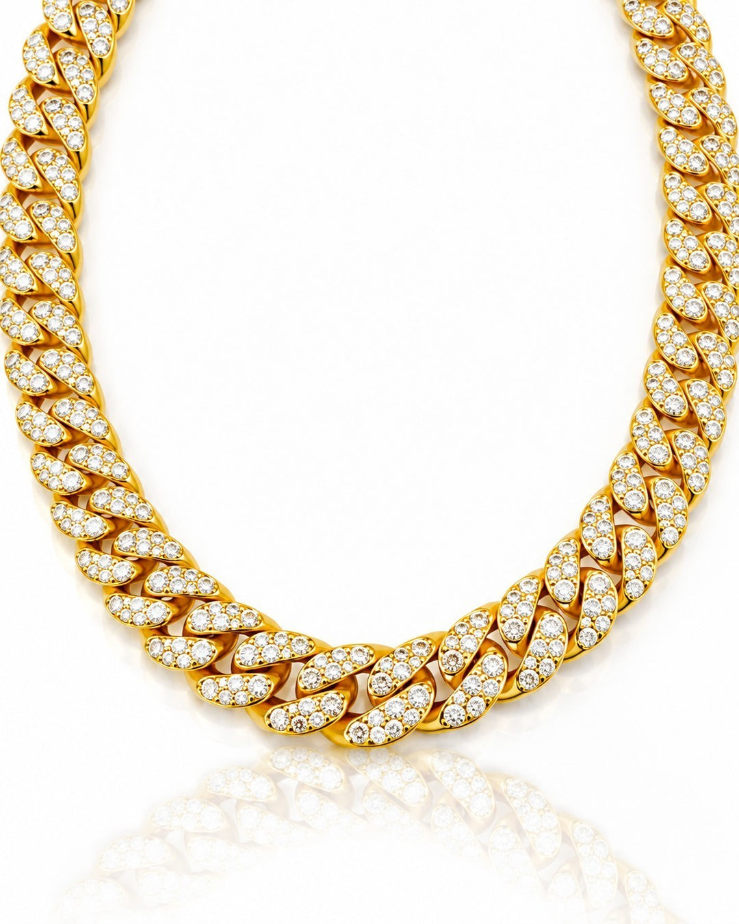 Elli Jewellery gold plated chunky curb chain necklace featuring sparkling diamante crystals in a waterproof design