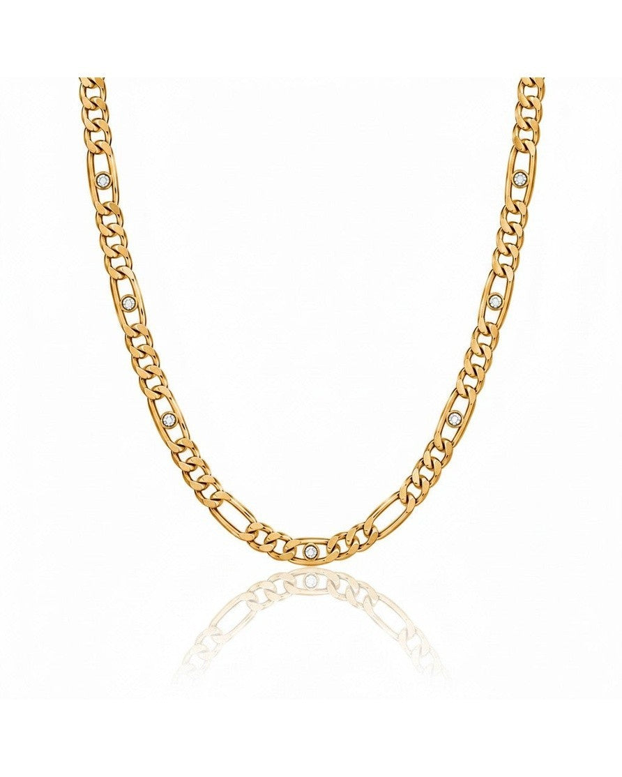 Elli Jewellery gold plated waterproof link chain necklace featuring sparkling diamante crystal accents