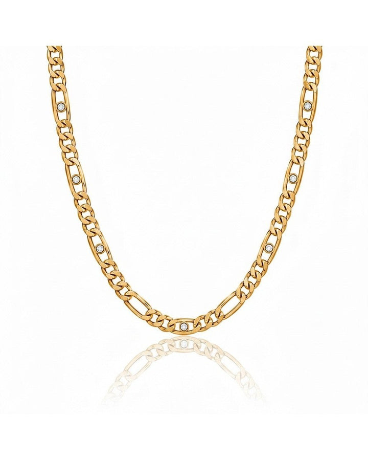 Elli Jewellery gold plated waterproof link chain necklace featuring sparkling diamante crystal accents