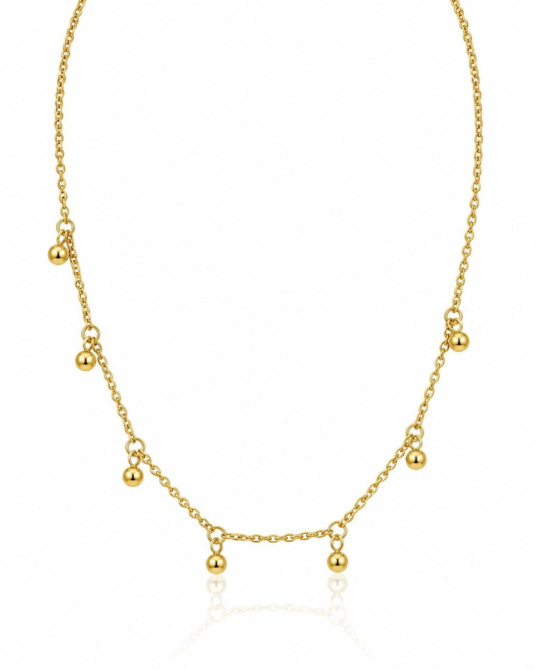 Elli Jewellery gold plated choker necklace featuring delicate chain links with dangling polished dot charms.