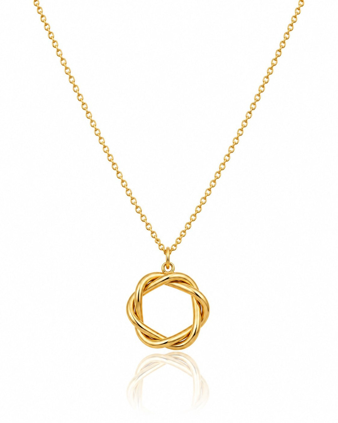 Elli Jewellery gold plated necklace featuring a textured rope-style circular pendant on a delicate chain