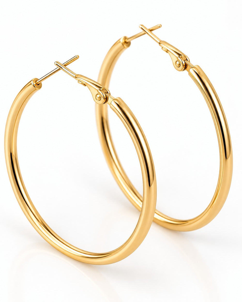 Elli Jewellery classic gold plated tube hoop earrings with a smooth polished finish and secure click closure.