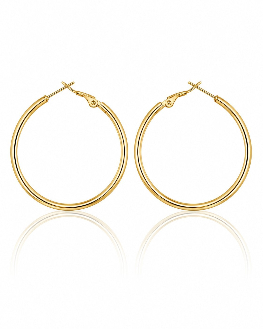 Elli Jewellery classic gold plated tube hoop earrings with a smooth polished finish and secure click closure