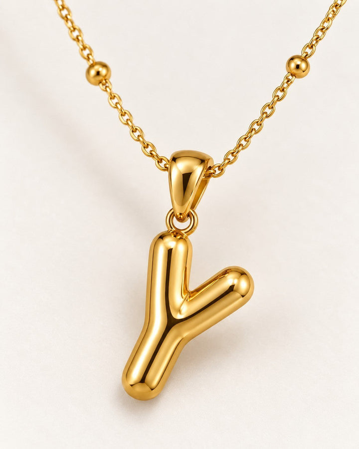 Elli Jewellery gold plated waterproof chunky Y-drop pendant necklace on a delicate beaded chain