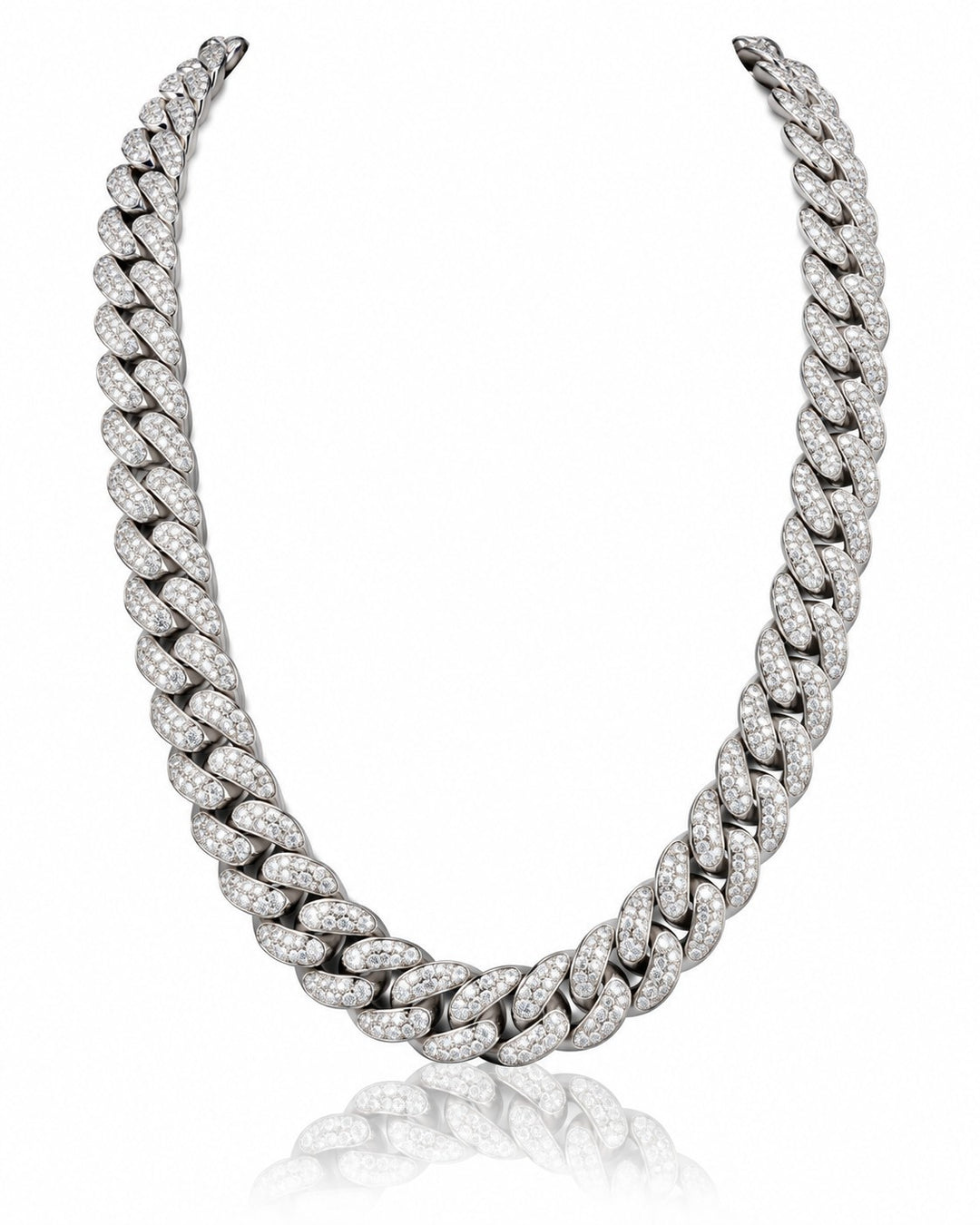 Elli Jewellery rhodium plated chunky curb chain necklace featuring sparkling crystal embellishments on a white background