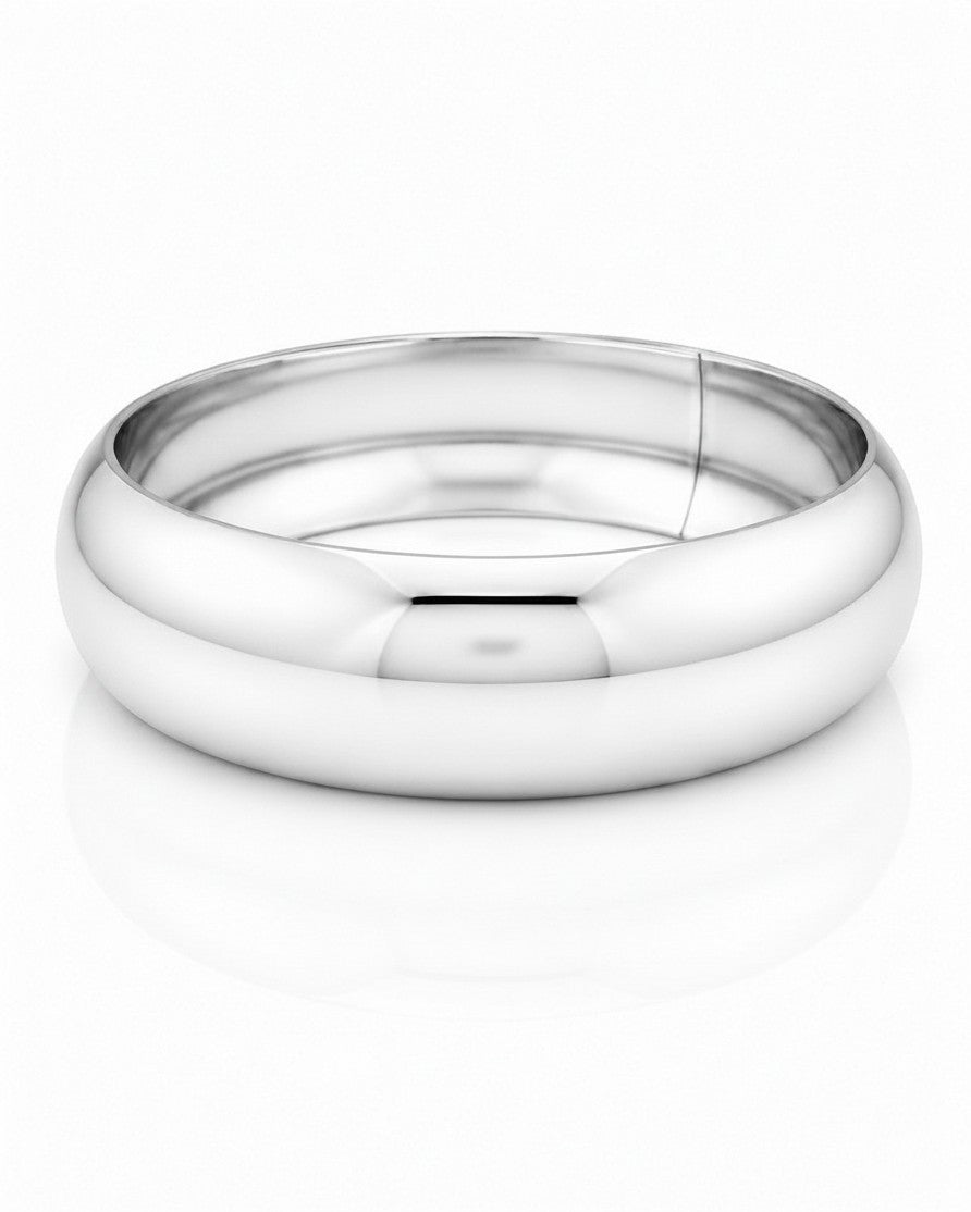 Elli Jewellery rhodium plated polished bangle bracelet with a smooth, minimalist, and tarnish-free silver finish.