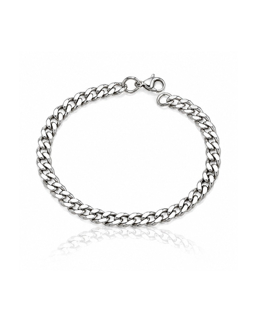 Elli Jewellery rhodium plated silver curb chain bracelet with a secure lobster clasp closure.